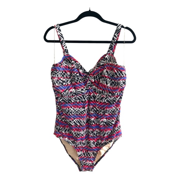 Torrid Retro SlimFix Built Up Bra One Piece Black Red Khaki Size 1 - 14/16 NWOT - Picture 14 of 15